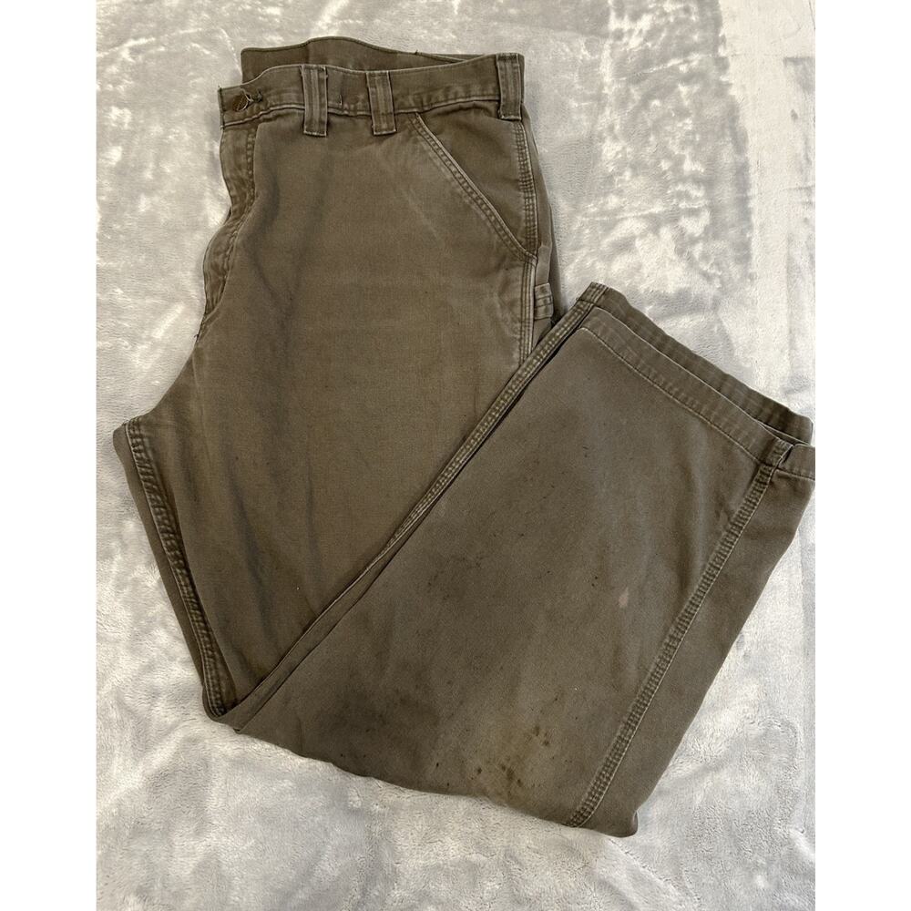 Carhartt Carpenter Pants Men’s Sz 44x30 Brown Green Workwear - Has Stains
